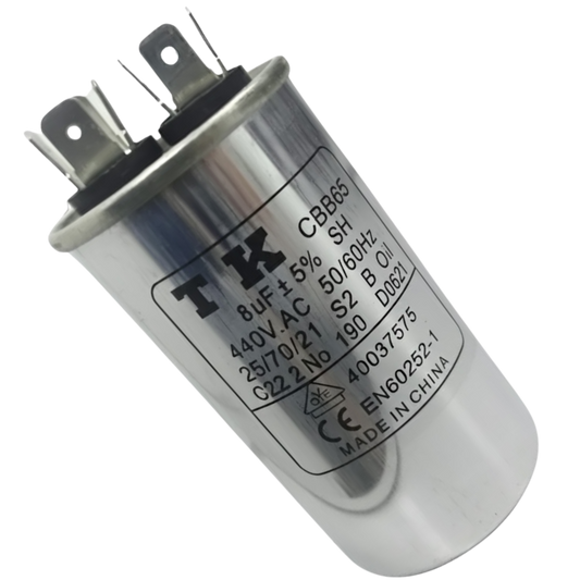 Capacitor De Partida 8uF 440V 40x70mm (Fast-on)