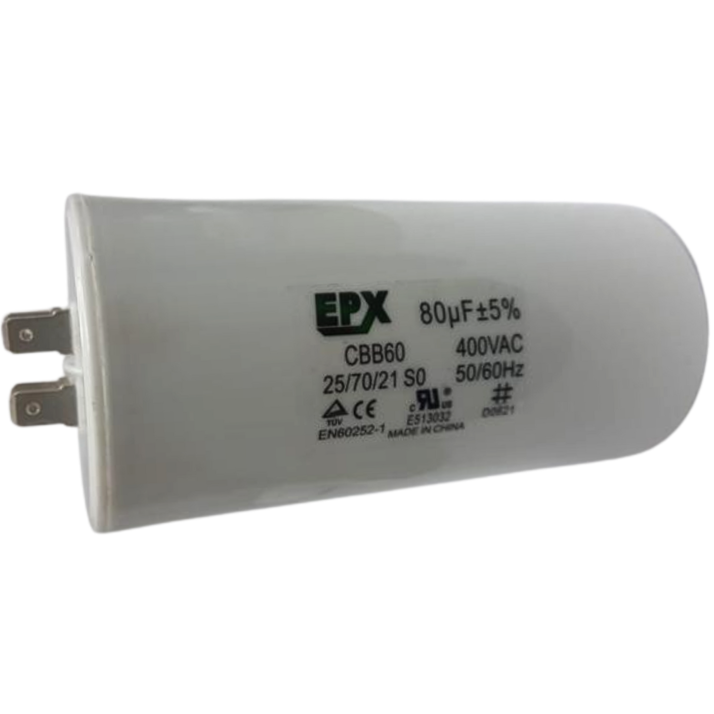 Capacitor De Partida 80uF 400V 60x120mm (Fast-on)