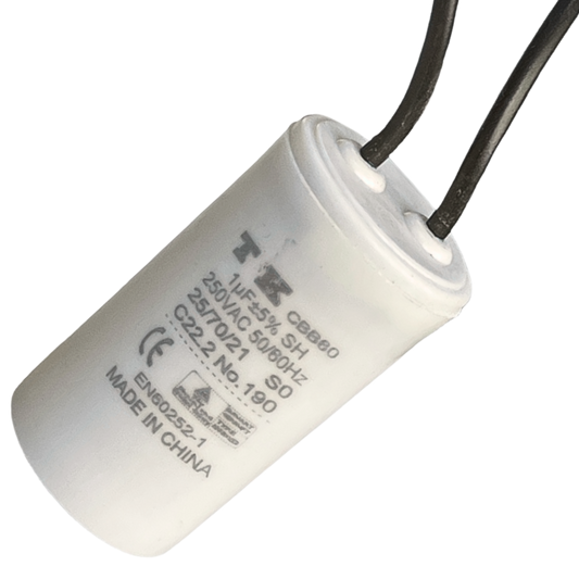 Capacitor De Partida 1uF 250V 26x45mm (2Fios)
