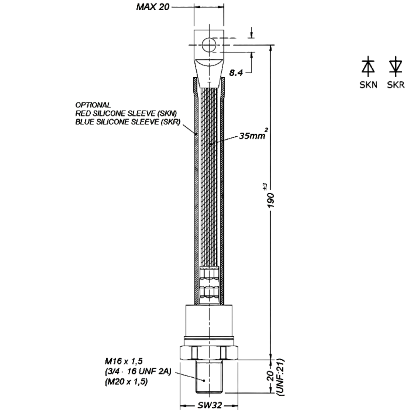 Diodo De Rosca SKN240/16 1600V 240A