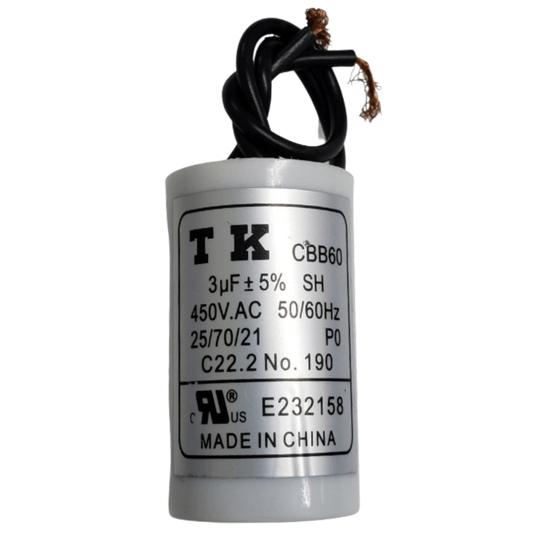 Capacitor De Partida 3uF 450V 26x45mm (2Fios)