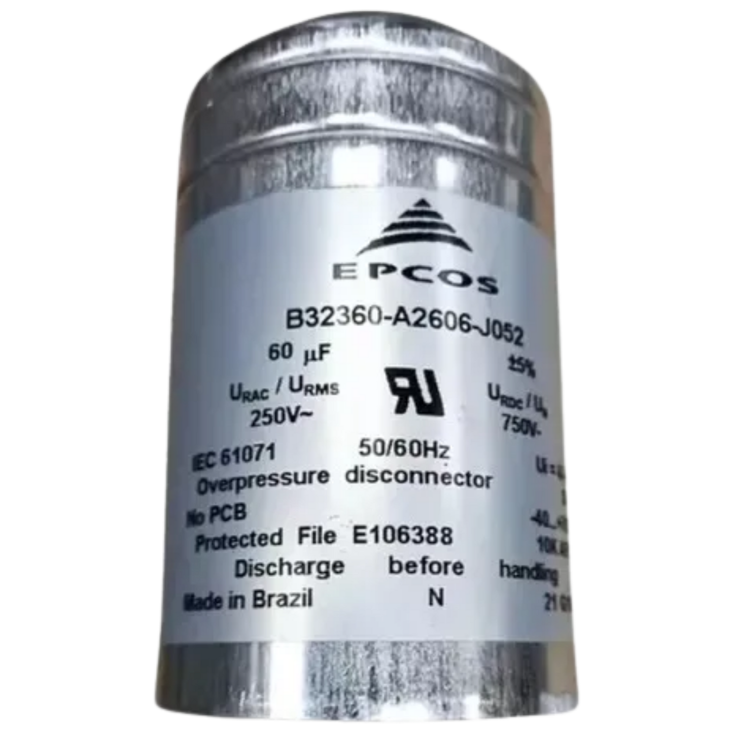 Capacitor De Partida 60uF 250V B32360 50x115mm (Fast-on)