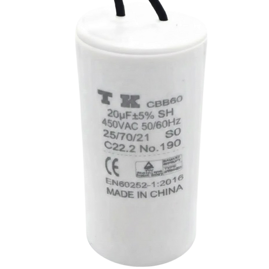 Capacitor De Partida 20uF 450V 38x76mm (2Fios)