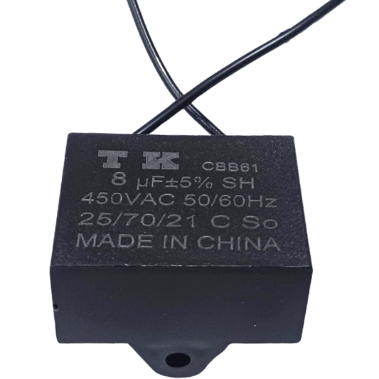 Capacitor De Partida CBB61 8uF 450V (2Fios)