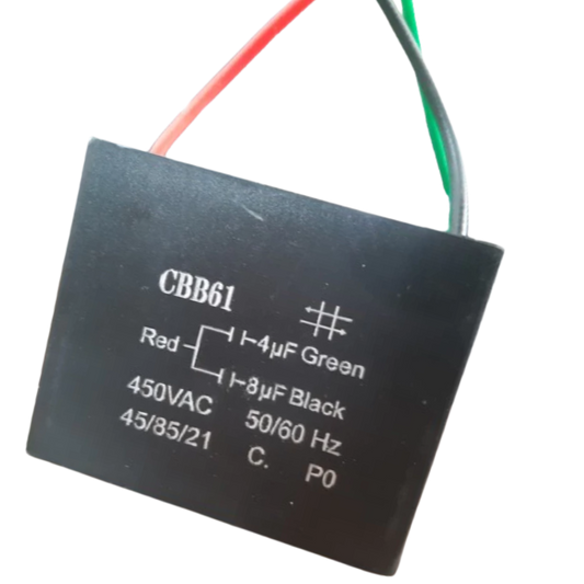 Capacitor De Partida CBB61 4uF+8uF 450V (3Fios)
