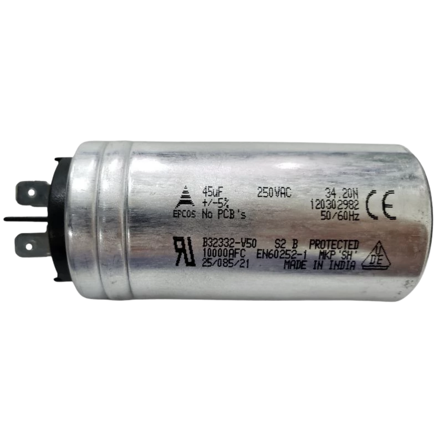 Capacitor De Partida 45uF 250V 40x80mm (Fast-on)