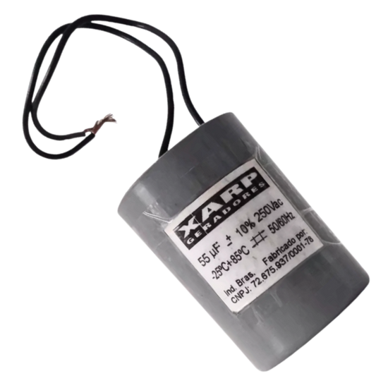 Capacitor De Partida 55uF 250V 40x70mm (2Fios)