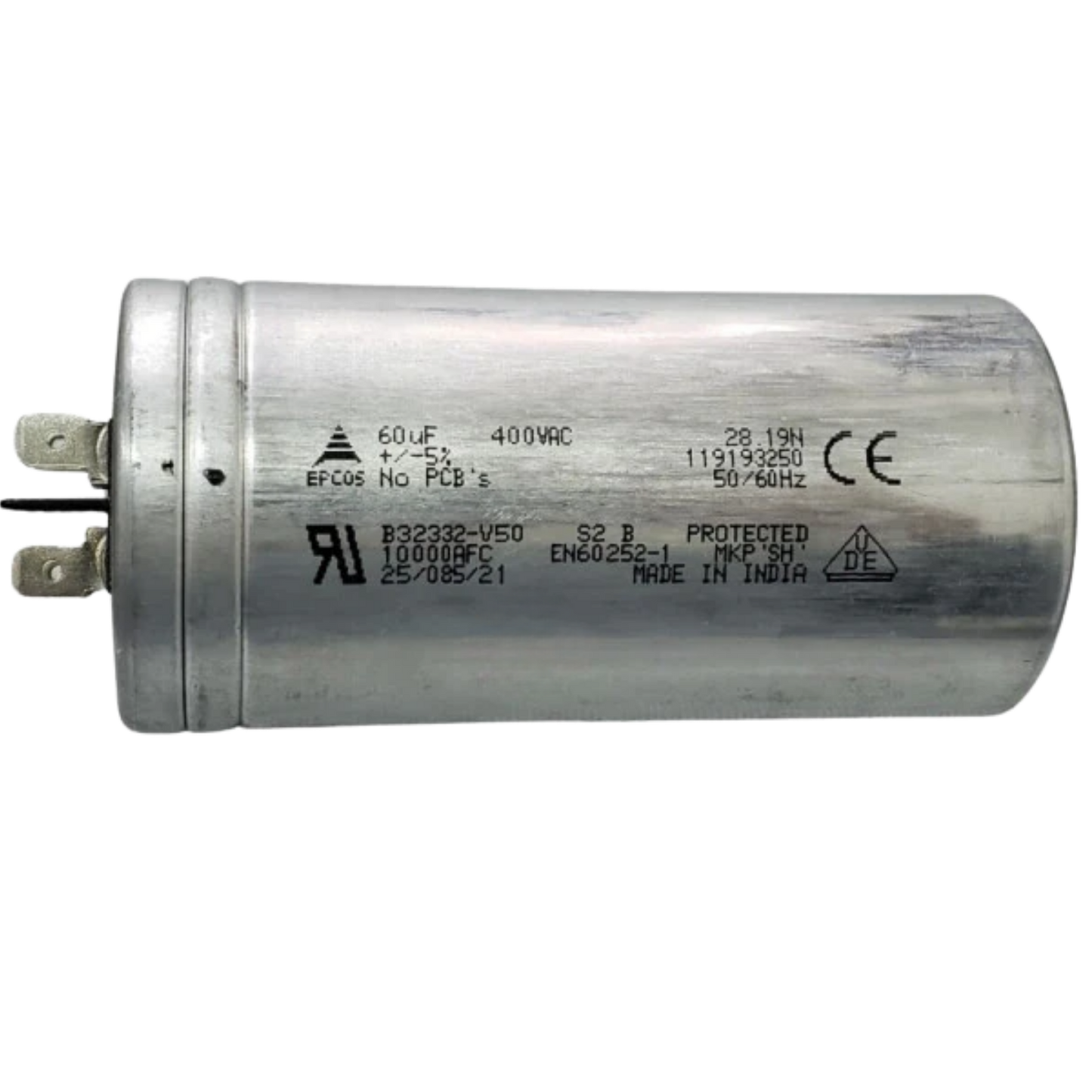 Capacitor De Partida 60uF 400V 53x105mm (Fast-on)