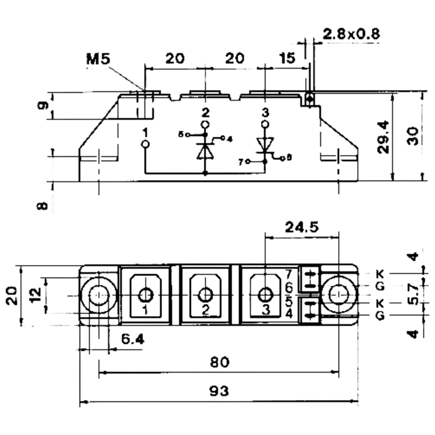 Módulo Tiristor SKKT57/14E 1400V 50A