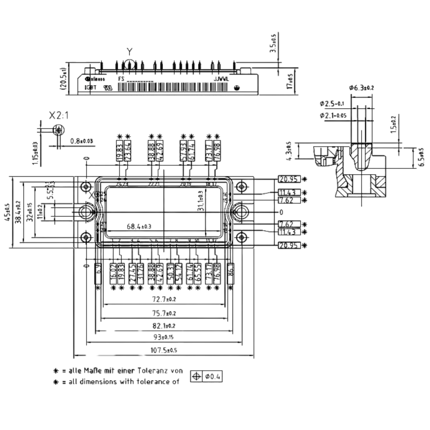 Módulo IGBT FS25R12KT3 1200V 25A
