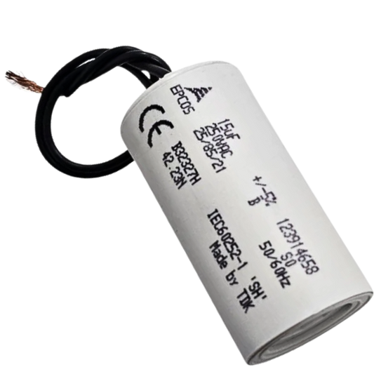Capacitor De Partida 15uF 250V 30x60mm (2Fios)