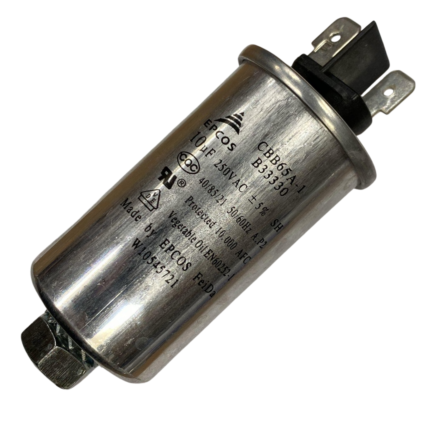 Capacitor De Partida 10uF 250V 90x35mm (Fast-on)