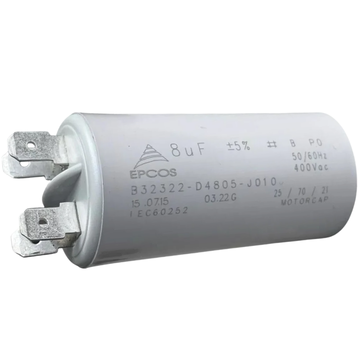 Capacitor De Partida 8uF 400V 30x60mm (Fast-on)