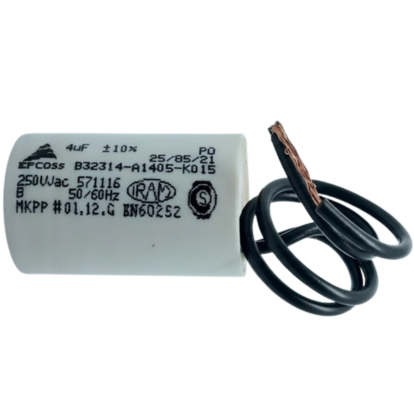 Capacitor De Partida 4uF 250V 25x37mm (2Fios)