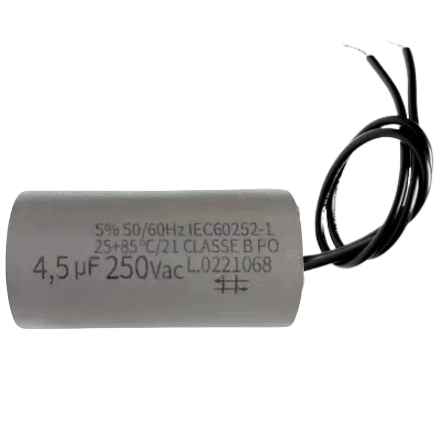 Capacitor De Partida 4,5uF 250V 24x46mm (2Fios)