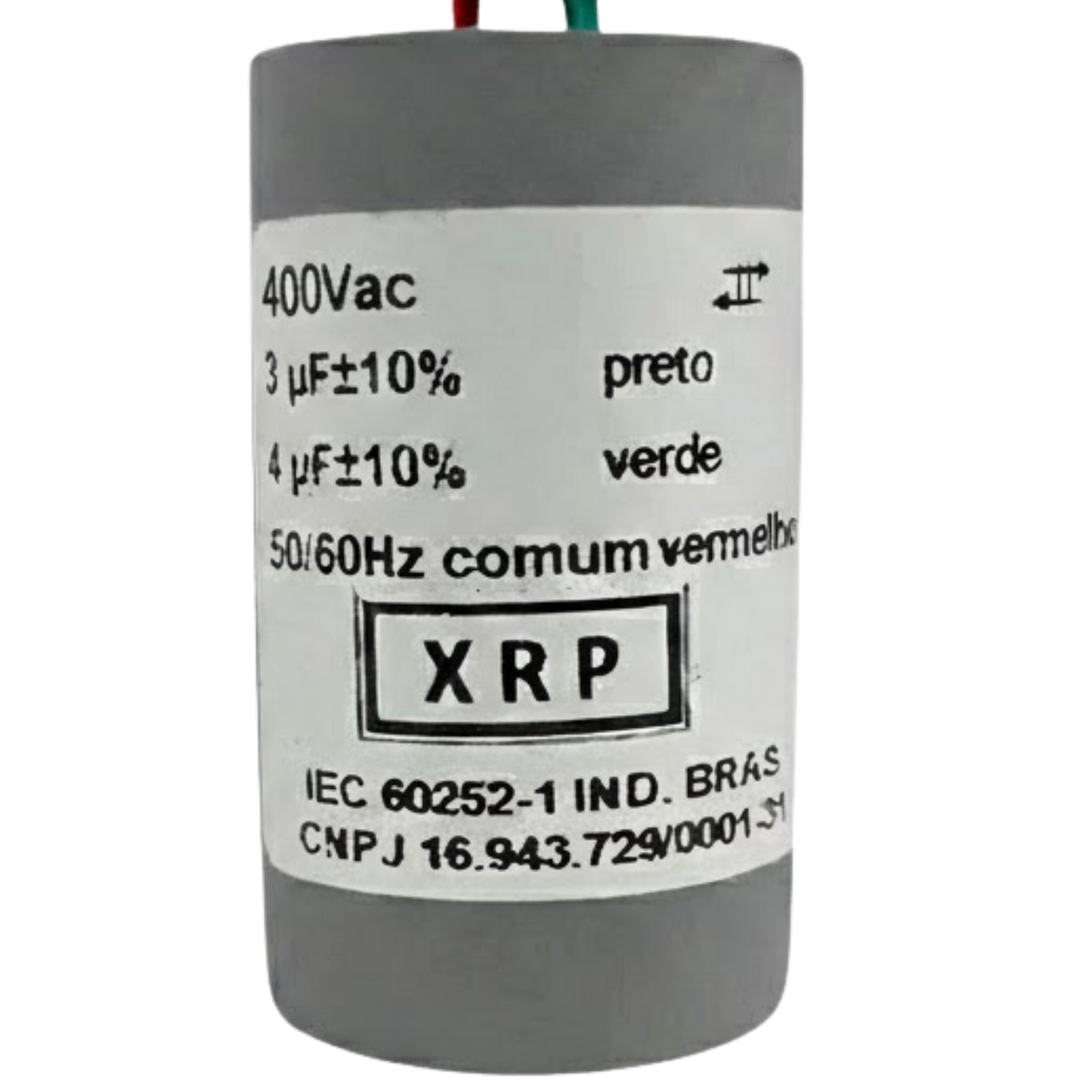 Capacitor De Partida 3uF+4uF 400V 27x47mm (3Fios)