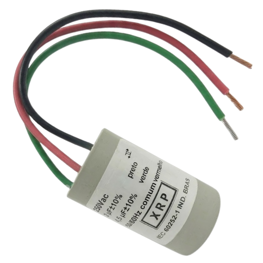 Capacitor De Partida 2uf+4,5uf 250v 27x50mm (3fios)