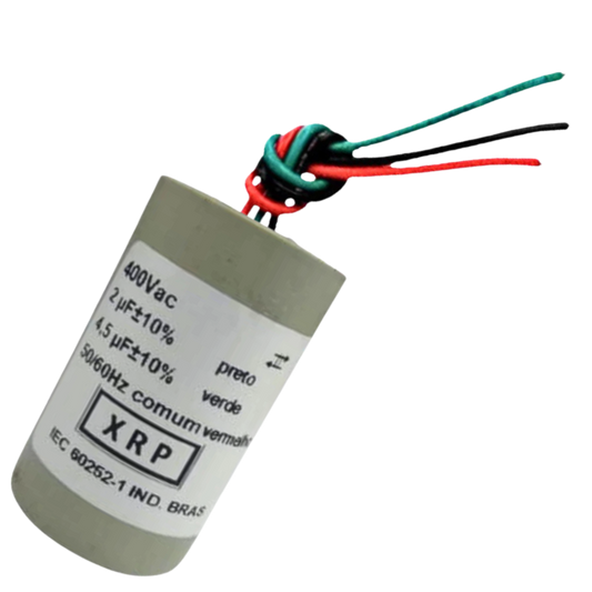 Capacitor De Partida 2uF+4,5uF 400V 27x47mm (3Fios)
