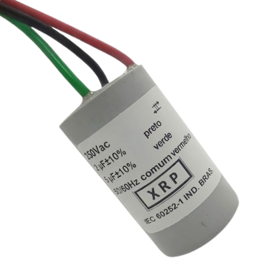 Capacitor De Partida 2uF+5uF 250V 27x47mm (3Fios)