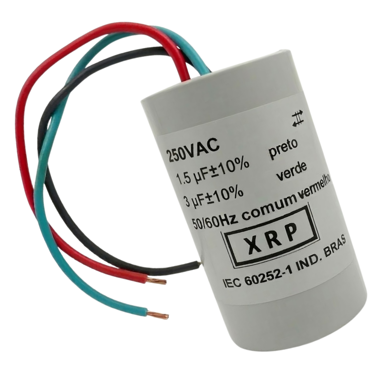 Capacitor De Partida 1,5uF+3uF 250V 27x47mm (3Fios)