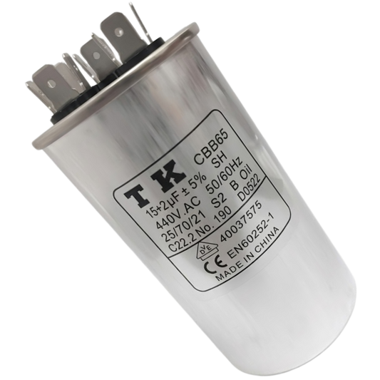 Capacitor De Partida 15uF+2uF 440V 50x90mm (Fast-on)