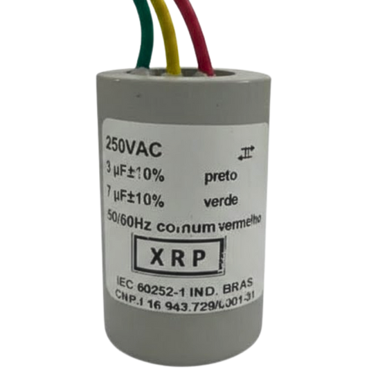 Capacitor De Partida 3uF+7uF 250V 27x47mm (3Fios)