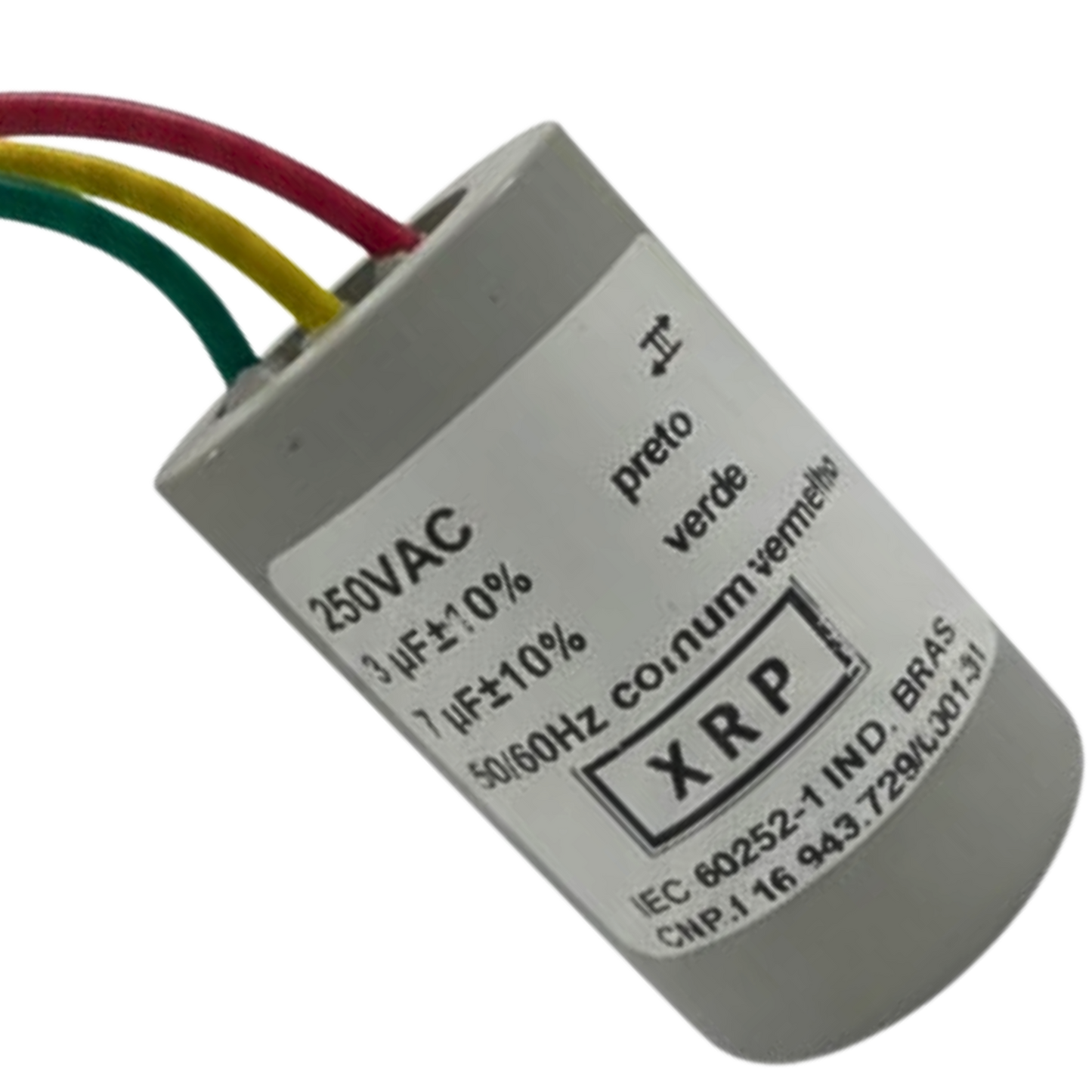 Capacitor De Partida 3uF+7uF 250V 27x47mm (3Fios)
