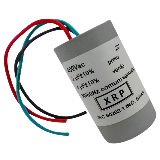 Capacitor De Partida 2uF+4uF 400V 27x50mm (3Fios)