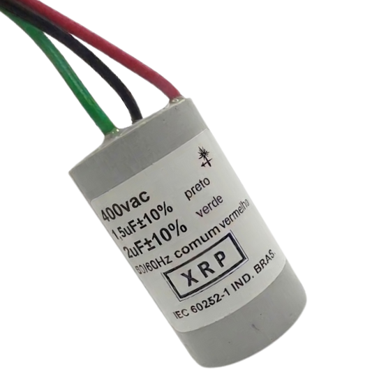 Capacitor De Partida 1,5uF+2uF 250V 27x47mm (3Fios)