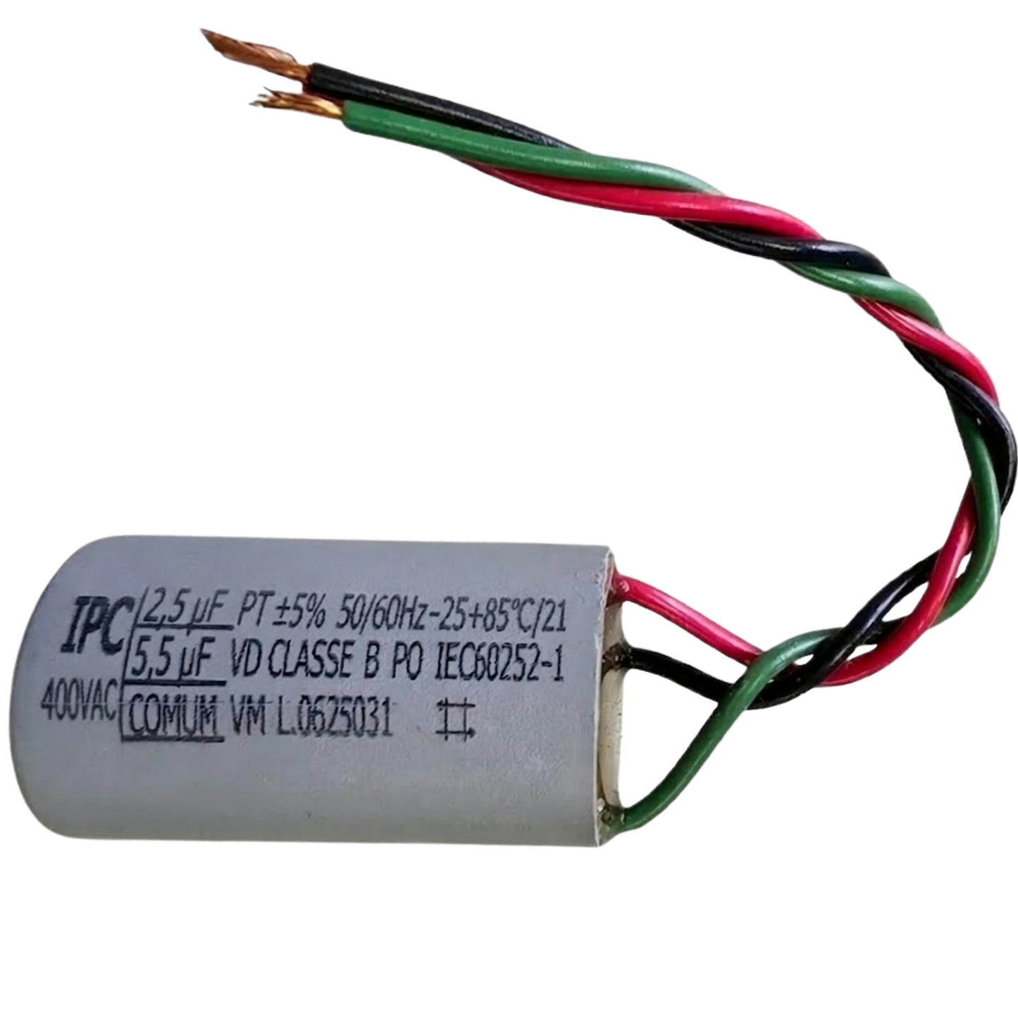 Capacitor De Partida 2,5uF+5,5uF 400V 27x50mm (3Fios)