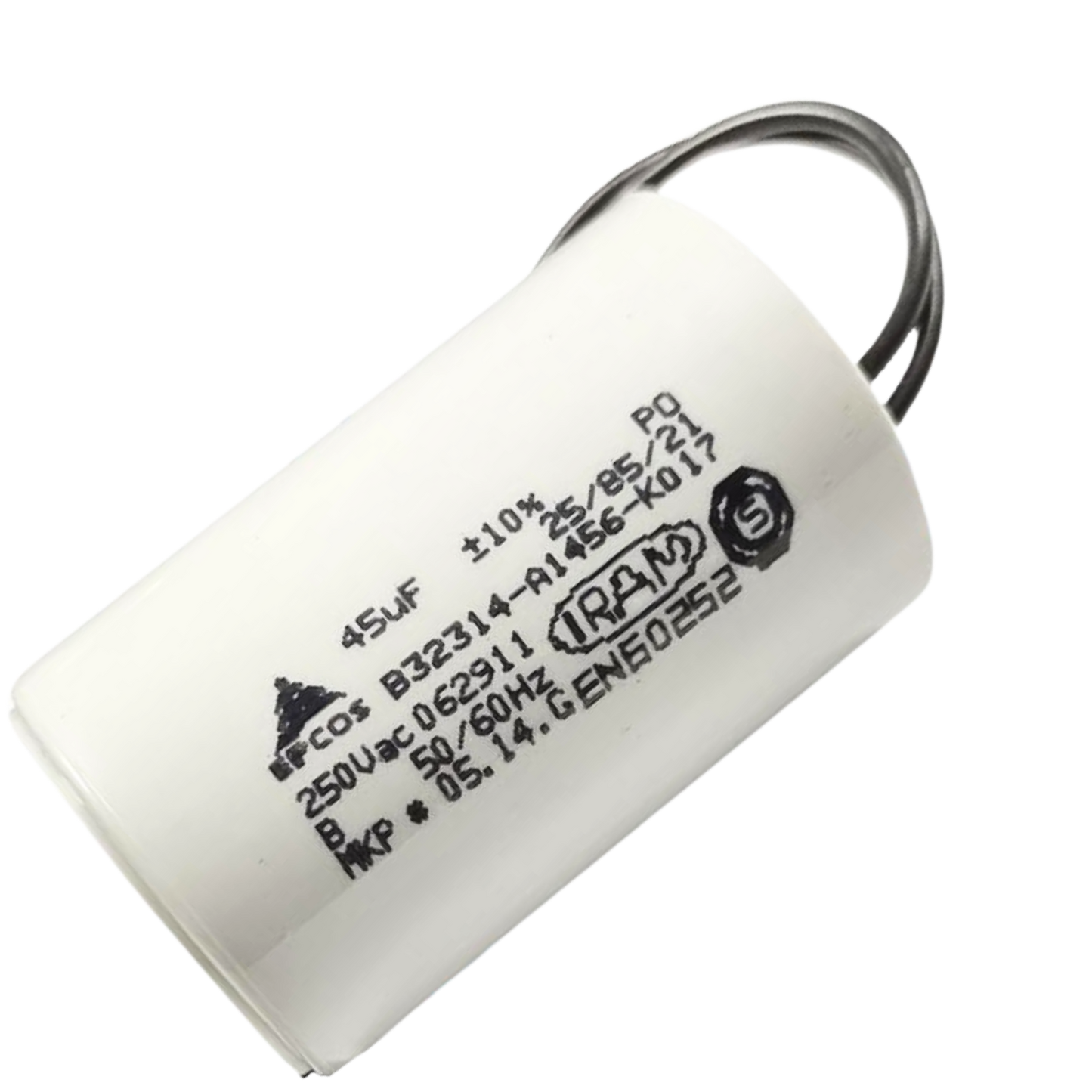 Capacitor De Partida 45uF 250V 40x62mm (2Fios)