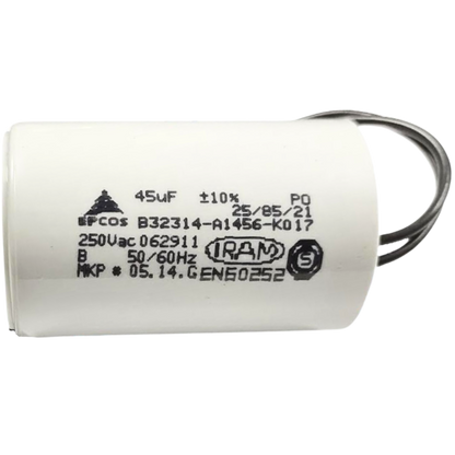 Capacitor De Partida 45uF 250V 40x62mm (2Fios)
