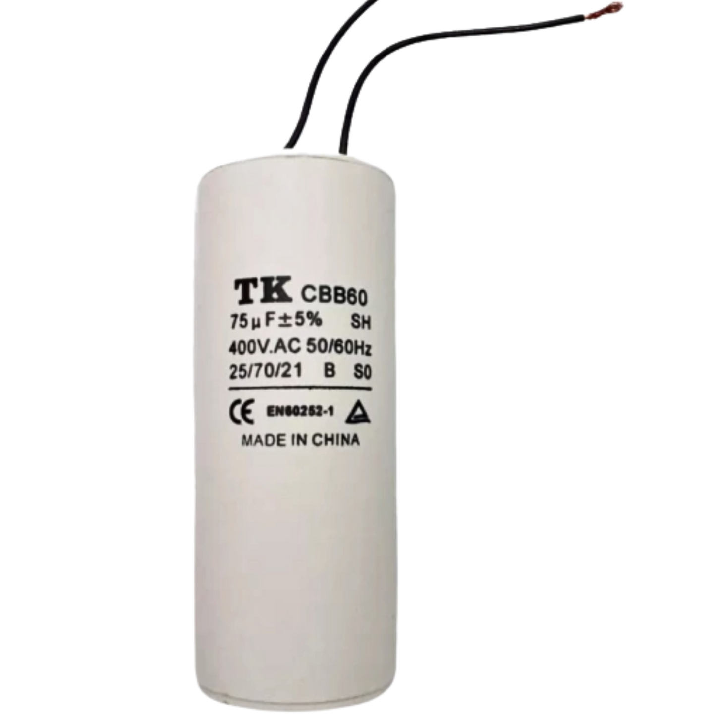 Capacitor De Partida 75uF 400V 55x125mm (2Fios)