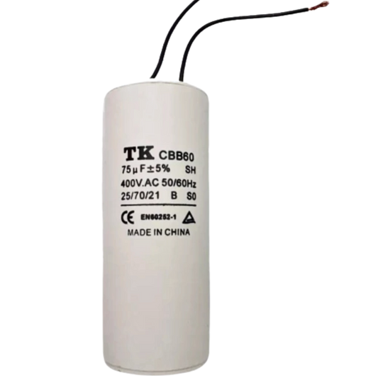 Capacitor De Partida 75uF 400V 55x125mm (2Fios)