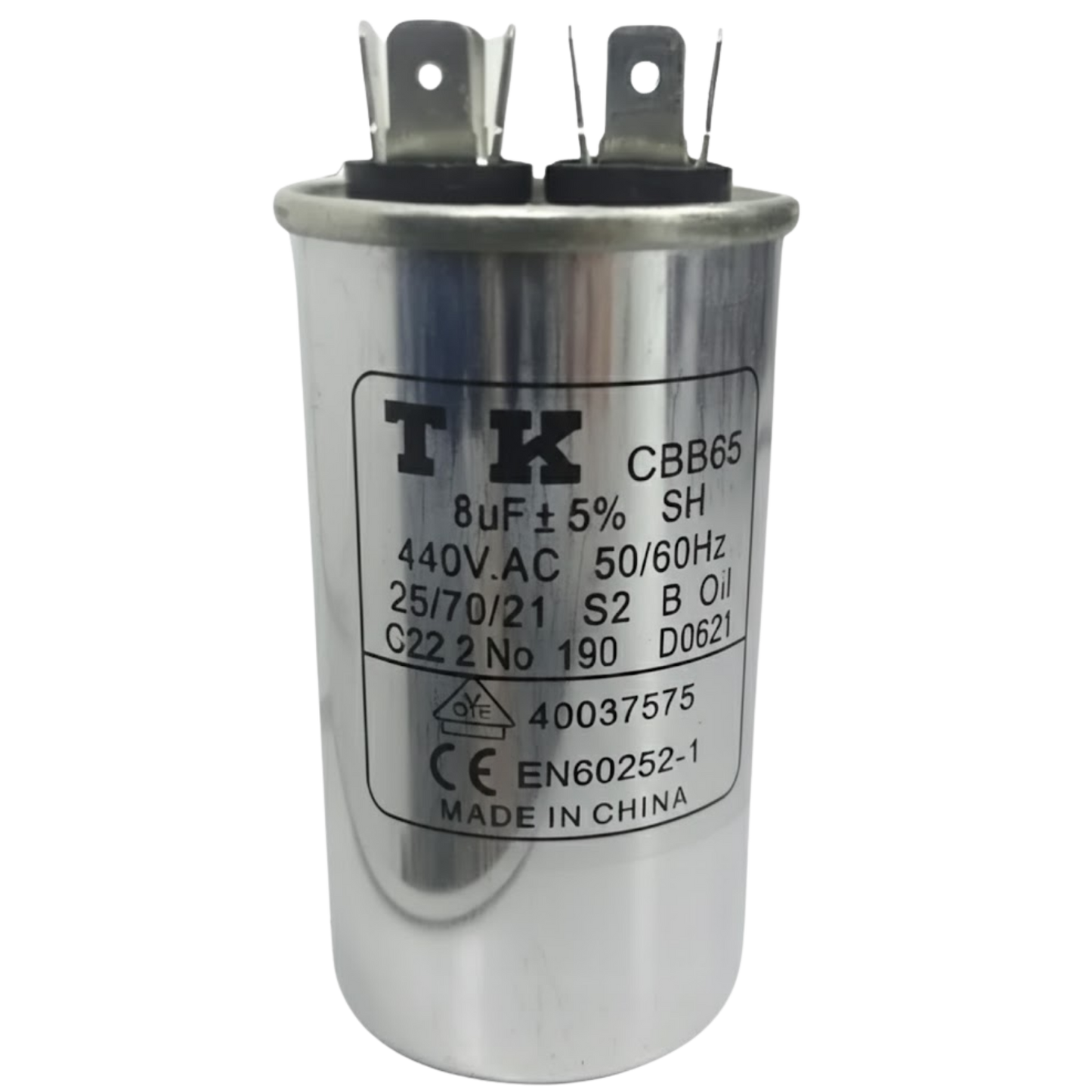 Capacitor De Partida 8uF 440V 40x70mm (Fast-on)