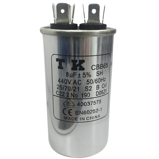 Capacitor De Partida 8uF 440V 40x70mm (Fast-on)