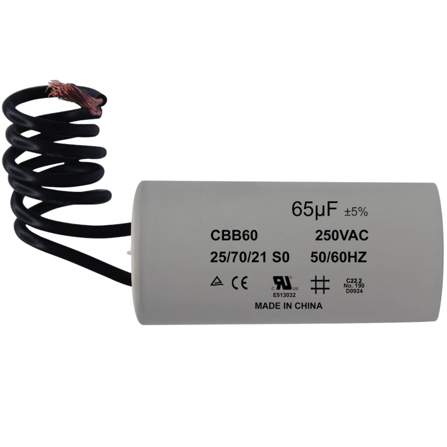 Capacitor De Partida 65uF 250V 45x85mm (2Fios)