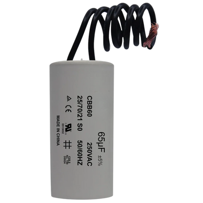 Capacitor De Partida 65uF 250V 45x85mm (2Fios)
