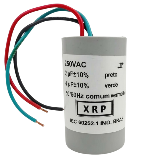 Capacitor De Partida 2uF+4uF 250V 27x50mm (3Fios)