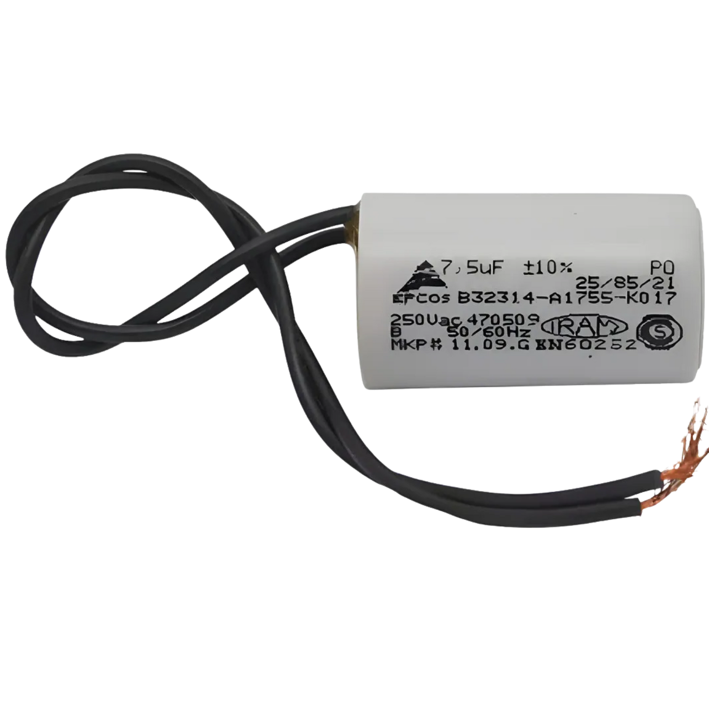 Capacitor De Partida 7,5uF 250V 25x49mm
