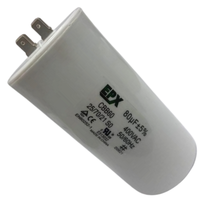 Capacitor De Partida 80uF 400V 60x120mm (Fast-on)