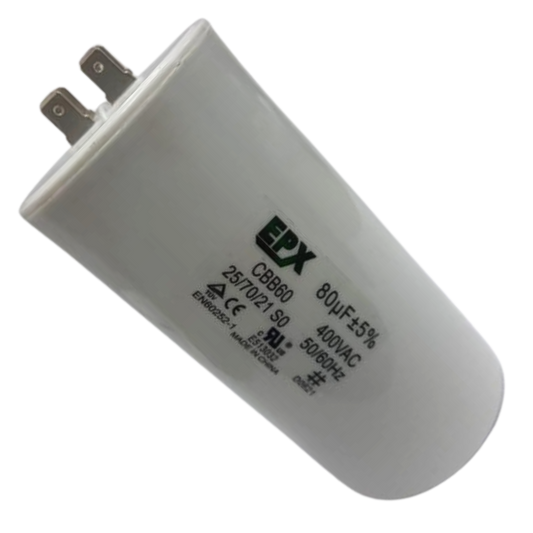 Capacitor De Partida 80uF 400V 60x120mm (Fast-on)