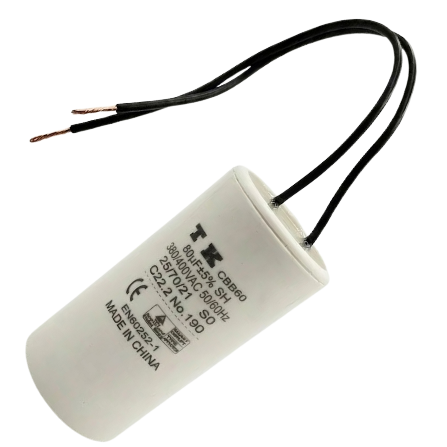 Capacitor De Partida 80uF 380/400V 60x120mm (2Fios)
