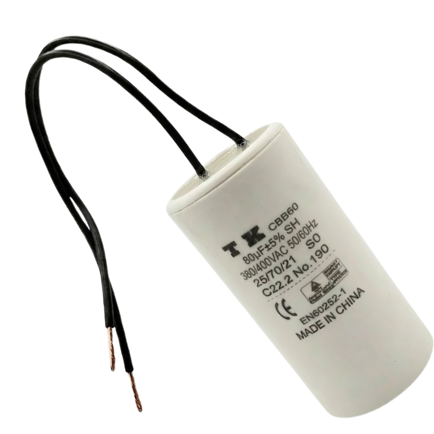 Capacitor De Partida 80uF 380/400V 60x120mm (2Fios)