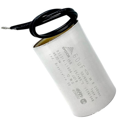 Capacitor De Partida 60uF 250V 40x96mm (2Fios)