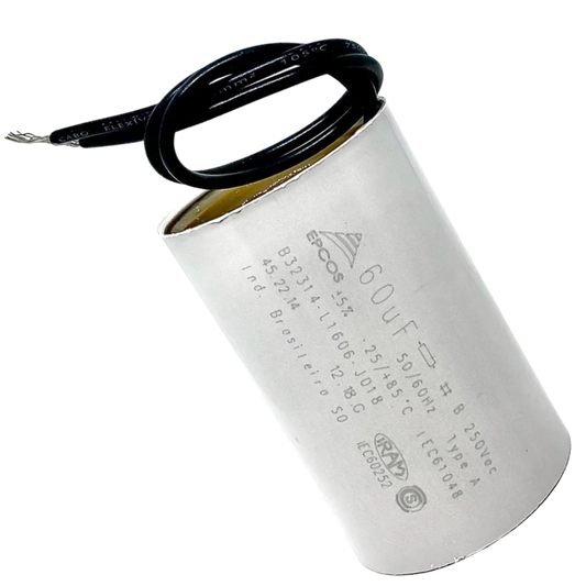 Capacitor De Partida 60uF 250V 40x96mm (2Fios)