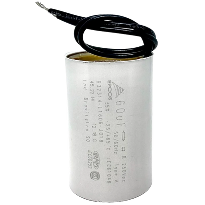 Capacitor De Partida 60uF 250V 40x96mm (2Fios)