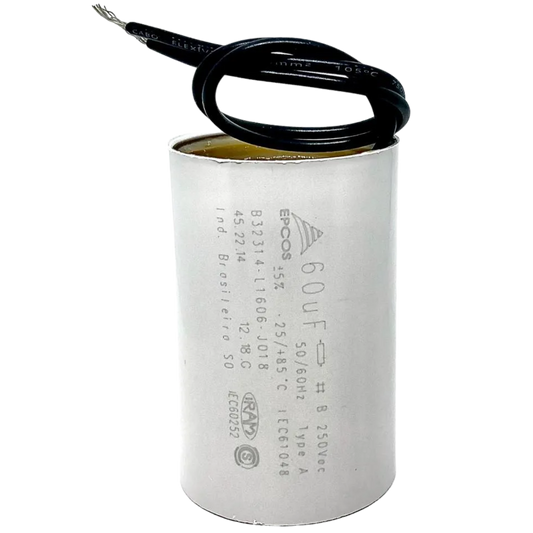 Capacitor De Partida 60uF 250V 40x96mm (2Fios)