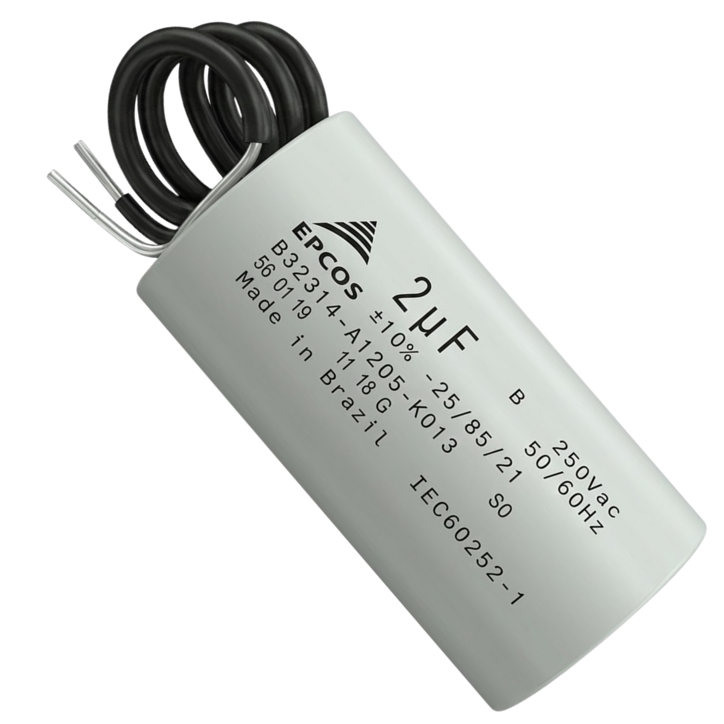 Capacitor De Partida 2uF 250V 25x41mm (2Fios)