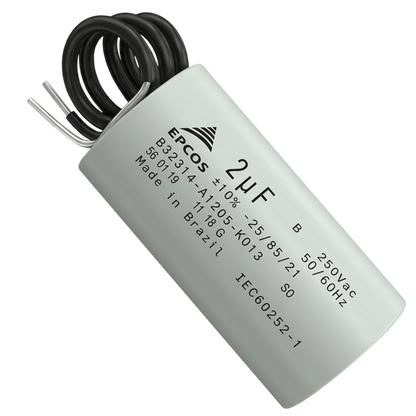 Capacitor De Partida 2uF 250V 25x41mm (2Fios)